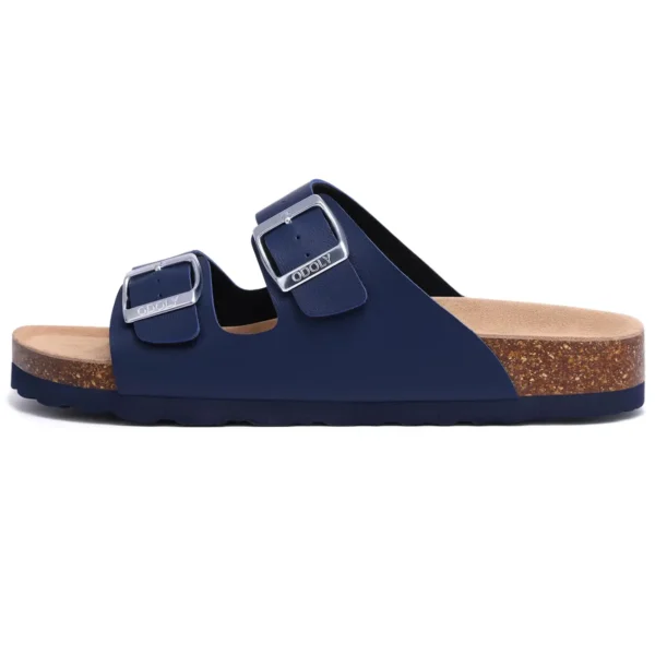 Kidmi Herren-Sandalen mit Korkfußbett, Slip-On-Sandalen, Damen-Kork-Sandalen, rutschfeste Strandsandalen, weiblich, verstellbare Schnallen-Slides
