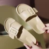 Comwarm Damen-Sommersandalen, 2025, neue Flip-Flops mit verstellbarer Schnalle, modische, rutschfeste Strandschuhe für den Außenbereich, flache Hausschuhe 4