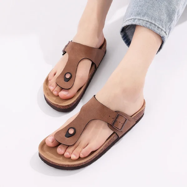 Shevalues Sommer Kork Hausschuhe für Männer weiche Sohle Home Slides mit Bogen Unterstützung flache Flip Flops Herren gemütliche lässige Schlafzimmer Sandalen 4