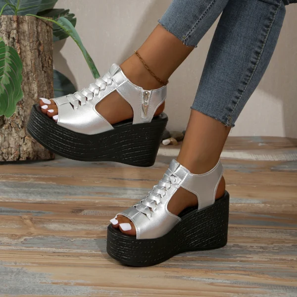 Frauen Sandalen Sommer Neue Keile Plattform Sandalen Frauen Sexy High Heels Schuhe Peep Toe Öffnen Zu Fuß Designer Sandalen Frauen 6