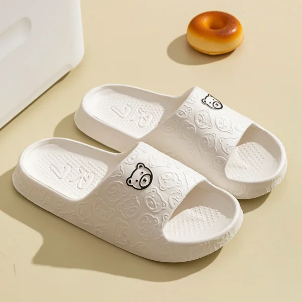 Druck Nette Bär Frauen Hausschuhe Sommer Innen Weiche Cartoon Sandalen Badezimmer Anti-slip Außen Bequeme Männer Freizeit Schuhe Paar 5
