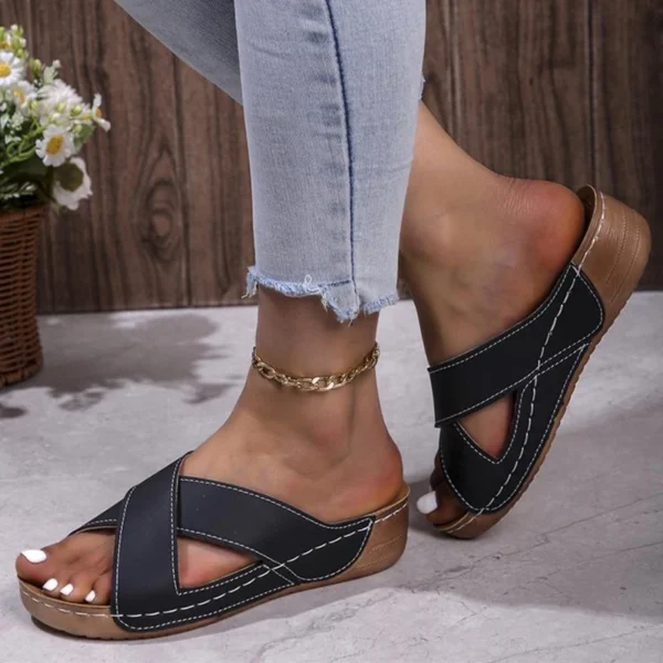 Mode Sandalen Frauen Sommer 2025, Keil Sandalen Für Frauen Retro frauen Sandalen Slip Auf Party Zapatos De Mujer Weibliche schuhe 4