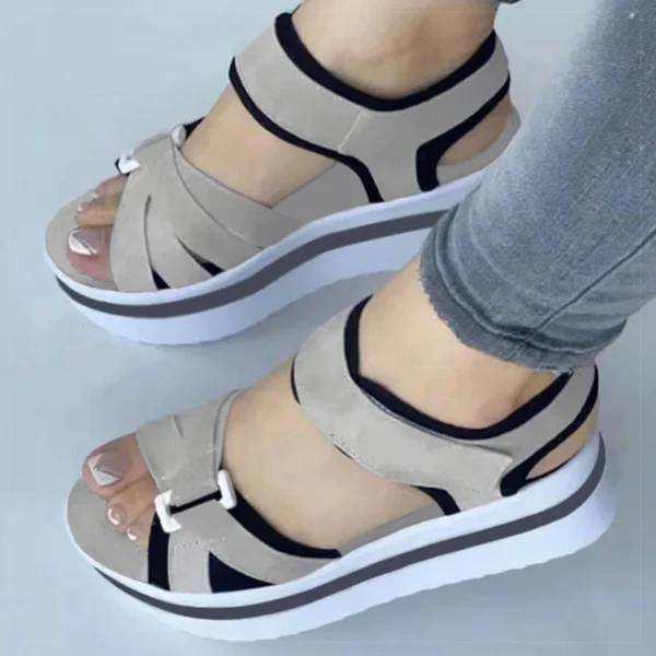 Damen-Sandalen, gemischte Farben, Keilabsatz-Sandalen, Sommer 2025, Schuhe für Damen, Sandalen mit Absatz, Plateau-Sommerschuhe, Damen-Block-Schuhe 4
