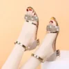 2024 neue Mode Damen Sandalen Gold und Silber Low Heel Freizeitschuhe Damen Offene Spitze Sommer Leichte Mode Damenschuhe 3