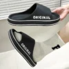 Feslishoet Frauen Brief Hausschuhe Strand Rutschen Einfarbig Herren Dicke Sohle Indoor Badezimmer Anti Slip Schuhe Sommer Paar Sandalen 3