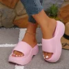 Rosa Eva Keilabsatz Frau Hausschuhe Sommer Strand Plattform Sandalen Frauen Outdoor Weiche Sohle Wolke Hausschuhe Schuhe Mule Flip-Flops 2