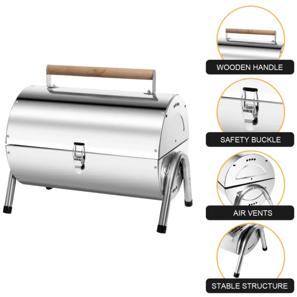 Holzkohle-Grill, faltbar, Edelstahl, Grill, Tischgrill, Picknick, tragbar 2