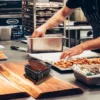 Japanisches Grillregal mit Holzsockel, rutschfest, rutschfest, Holzkohlegrills, Hibachi, runder Tischplatte, Metallgrill, für Zuhause, Braten, Herd 5