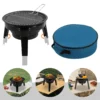 Tragbarer, zusammenklappbarer dreibeiniger Holzkohlegrill mit Grillnetz, Holzkohlenetz, Bratpfanne, Aufbewahrungstasche für Outdoor-Camping, Grillen