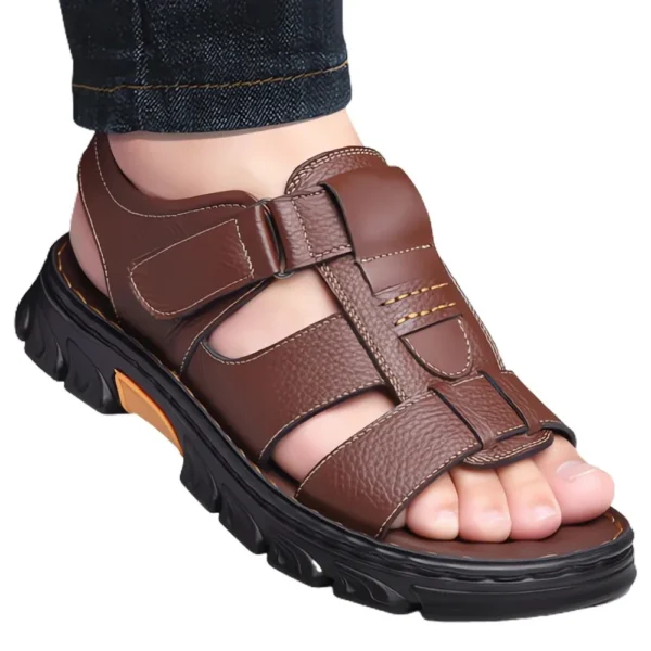 Sandalen Herren Strandschuhe Kunstleder Hausschuhe Outdoor rutschfeste Ledersandalen mit dicken Sohlen für Herren Freizeitschuhe