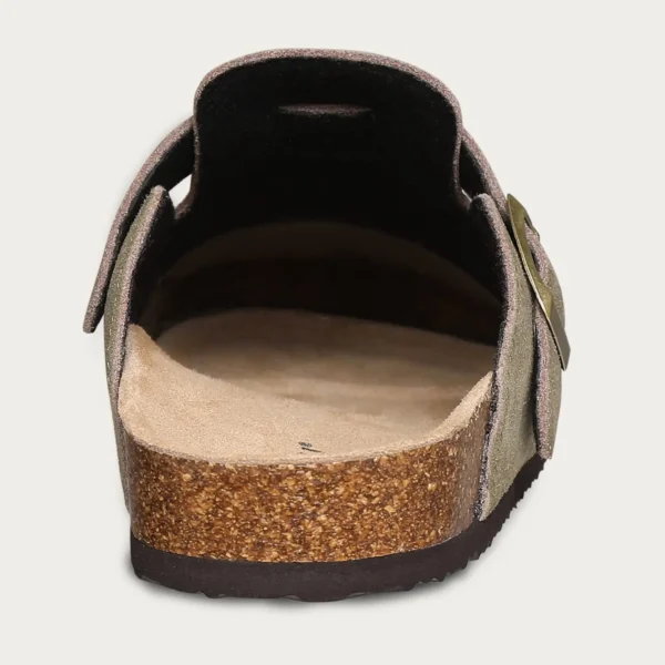 Evshine Damen Wildleder Clogs Leder Pantoletten Kartoffelschuhe mit Fußgewölbeunterstützung Korkfußbett Sandalen Mode Herren Hausschuhe Kork Pantoletten 4