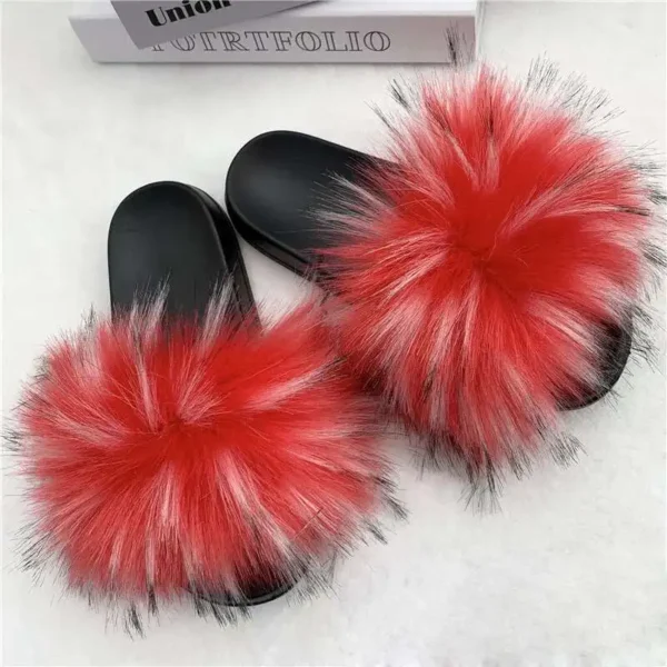 Sommer Faux Pelz Hausschuhe Frauen Innen Pelzigen Fell Rutschen Weibliche Plüsch Flip-Flops Wohnungen Sandalen Casual Flauschigen Slipper Haus Schuhe 4