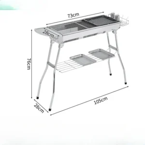 Holzkohlegrill aus Edelstahl für den Außenbereich, großes Grillwerkzeug, tragbar, mit kostenloser Installation, Griff, zusammenklappbar, zum Kochen