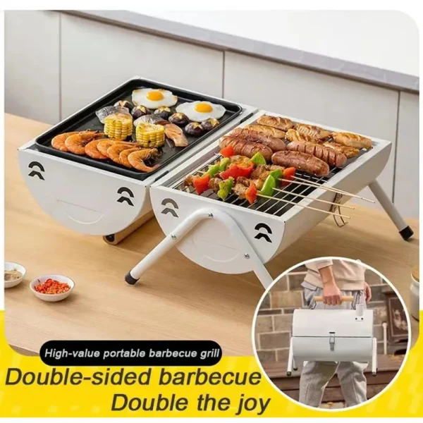 Tragbare Holzkohle grill Tischplatte im Freien Grill Raucher kleiner Grill für das Kochen im Freien Garten Camping Picknick Strand 3