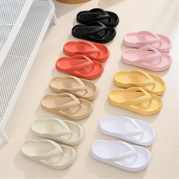 Weiche Sohle Plattform Flip-Flops Frauen 2025, Sommer Strand, rutschfeste Wolke Hausschuhe Frau dicke Sohle Clip Toe Badezimmer Rutschen Sandalen 2