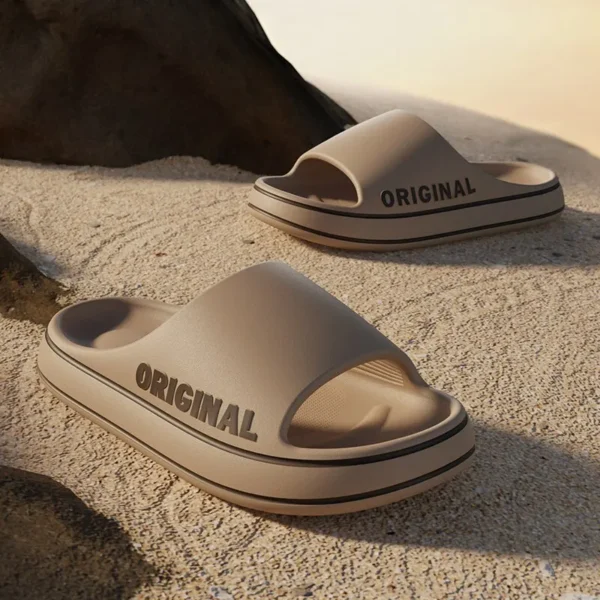 Feslishoet Frauen Brief Hausschuhe Strand Rutschen Einfarbig Herren Dicke Sohle Indoor Badezimmer Anti Slip Schuhe Sommer Paar Sandalen