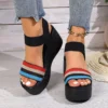 Damen-Plateau-Sandalen, 2024, Sommer, Peep-Toe, Keile, Übergröße, Schuhe für Damen, bequem, neuer Trend, Outdoor, lässige Sandalen für Damen 5
