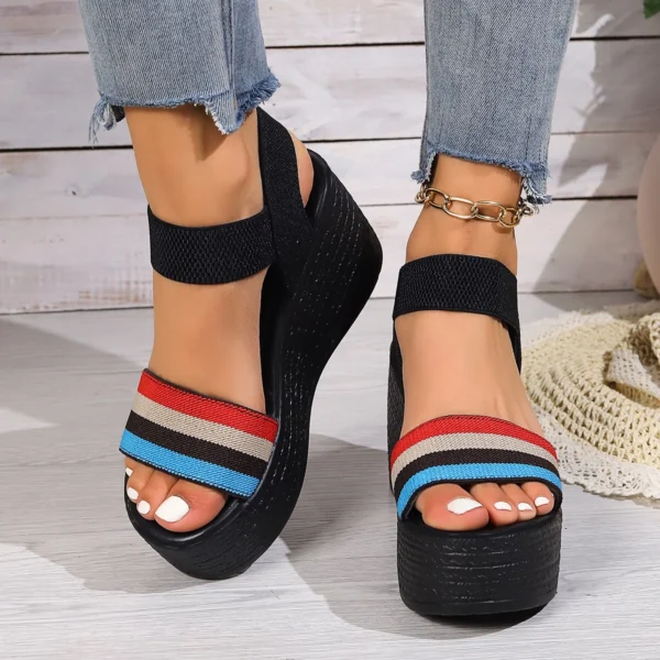 Damen-Plateau-Sandalen, 2024, Sommer, Peep-Toe, Keile, Übergröße, Schuhe für Damen, bequem, neuer Trend, Outdoor, lässige Sandalen für Damen 5