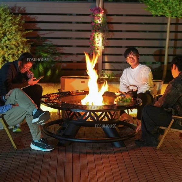 Outdoor BBQ Grill Haushalt Hof Holzkohle Grill Camping Holzofen Lagerfeuer Herd Multifunktionale Grill Tisch 3