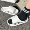 Feslishoet Frauen Brief Hausschuhe Strand Rutschen Einfarbig Herren Dicke Sohle Indoor Badezimmer Anti Slip Schuhe Sommer Paar Sandalen 4