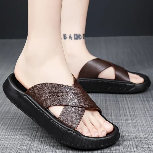 Trendige Herren-Hausschuhe, Sandalen, Strandschuhe, Sommer, offene Zehen, lässige Sandalen, Outdoor-Hausschuhe, weicher Boden, bequem, rutschfest 2