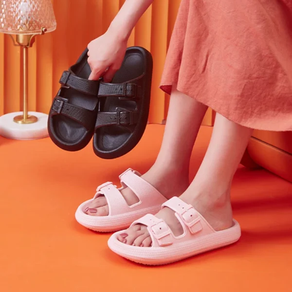Dicke Plattform-Wolken-Hausschuhe für Damen, modische Schnalle, weiche Sohle, Kissen, Rutschen, Sandalen, Damen, 2023, Sommer, Strand, rutschfeste Flip-Flops 6