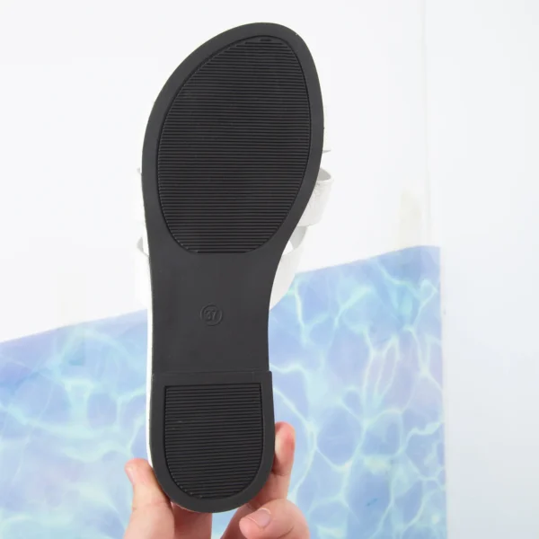 Weiße flache Hausschuhe für Damen, Sandalen mit offenem Absatz, Strandschuhe, lässige Damenschuhe, geeignet für drinnen und draußen 2