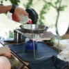 Klappbarer Lagerfeuer grill tragbarer Edelstahl-Camping grill rost Gasherd ständer Multifunktion aler Holzofenst änder im Freien 3