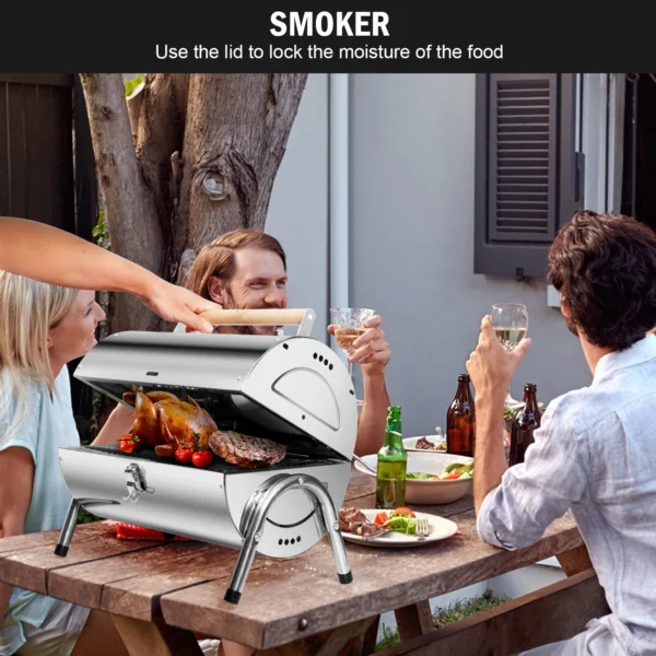 Holzkohle-Grill, faltbar, Edelstahl, Grill, Tischgrill, Picknick, tragbar 5
