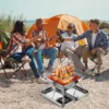 Faltbarer Edelstahl Camping Feuerstelle tragbarer Holzkohle grill Rucksack grill zum Kochen im Freien Wandern Camping Picknick 5