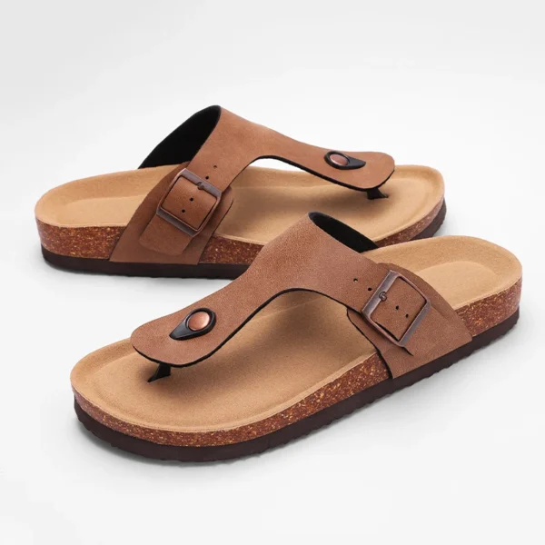 Shevalues Sommer Kork Hausschuhe für Männer weiche Sohle Home Slides mit Bogen Unterstützung flache Flip Flops Herren gemütliche lässige Schlafzimmer Sandalen 2