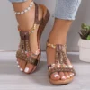 Frauen Keilsandalen Sommer Böhmen Strass Lässige Plateausandalen Weibliche Peep Toe Outdoor Strandschuhe natura naga Turismo Turismo 3