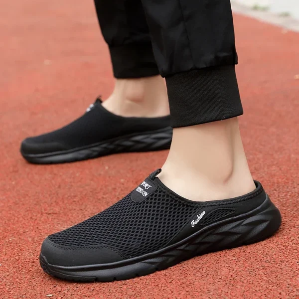 MAEDEF Halbe Hausschuhe Outdoor Hochwertige Anti-Rutsch-Herren-Freizeitschuhe Mesh Atmungsaktive weiche bequeme Hausschuhe mit flachem Boden 4