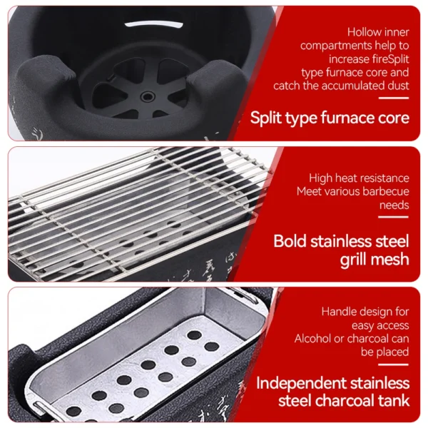 Tragbarer Grill Grill koreanische japanische Lebensmittel Kohlenstoff ofen Grill ofen Holzkohle Kochofen Haushalt im Freien wieder verwendbare Grill box 5