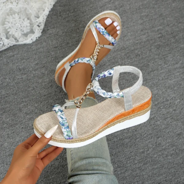 Frauen Keil Sandalen Sommer 2024, Geflochtene Band Plattform Gladiator Sandalen Frau Dicken Boden Strand Schuhe Frauen Alias De Mujer 2