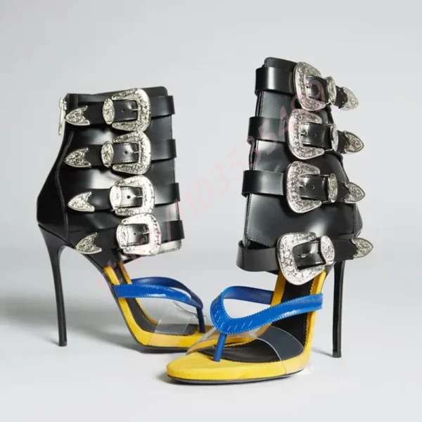 Metall-Gürtelschnalle, sexy Damen-Clip-Toe-Sandalen, 2022, Sommer, neuer Ins-Stil, Party, Laufsteg, Stilettos, Street-Fashion, lässige Sandalen 6