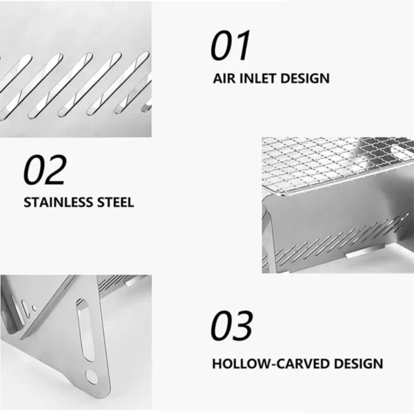 [Heißer Verkauf] Grill Grill Heizung speichert Multifunktions-Camping Grill Grill Rack Netz Brennholz ofen Edelstahl Grill 2