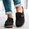 2025 neue frauen Schuhe Slip auf Weibliche Wohnungen Langlebig Gürtel Schnallen Maultiere Mode Tragen Beständig Frauen Halbe Hausschuhe Retro zapatos 5
