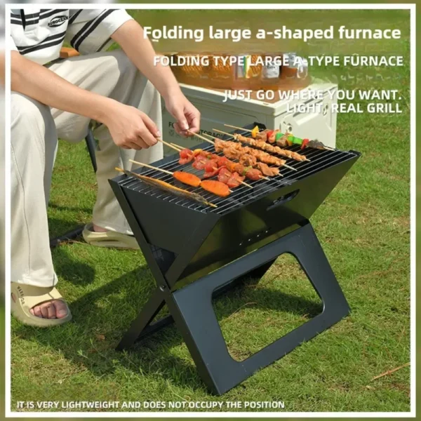 Faltbarer Holzkohlegrill, ultradünn, tragbar, Grill, leicht, einfacher Grill zum Kochen im Freien, Camping, Wandern 2