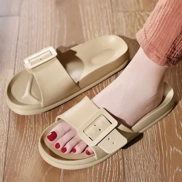 Comwarm Damen-Sommersandalen, 2025, neue Flip-Flops mit verstellbarer Schnalle, modische, rutschfeste Strandschuhe für den Außenbereich, flache Hausschuhe 2