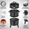Holzkohlegrill, Räuchergrill, 3-in-1 tragbarer vertikaler Grillkocher mit integrierten Thermometern und einstellbaren Entlüftungssystemen für den Außenbereich 5