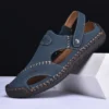 Neue Handgemachte Sommer Sandalen Männer Atmungsaktive Leder Schuhe Mann Im Freien Männer Sandalen Gleitschutz Strand Sandalen Hohl Schuhe Mode