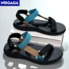 Klassische schwarze Herren Sport Sandalen Sommer Freizeit Strand Urlaub Sandalen Outdoor rutschfeste atmungsaktive flache Sandalen Schuhe 2