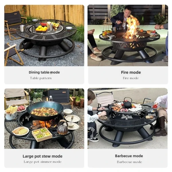 Outdoor BBQ Grill Haushalt Hof Holzkohle Grill Camping Holzofen Lagerfeuer Herd Multifunktionale Grill Tisch 5