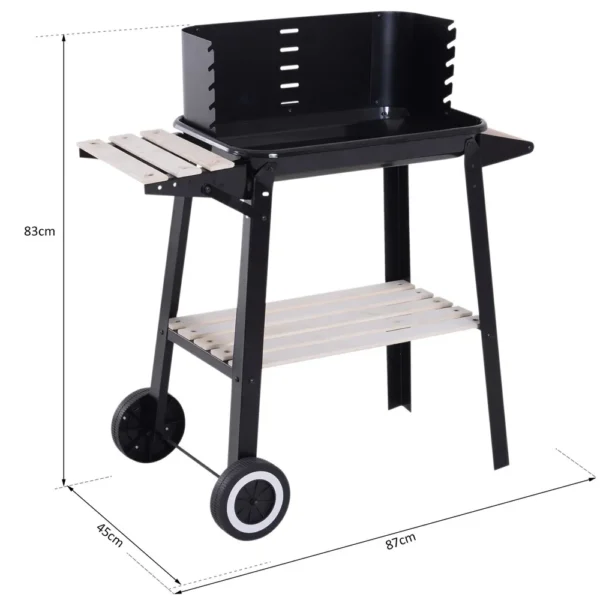Out sunny Grill Holzkohle Höhe Grills verstellbare Regale Räder 83x37x87 cm 3