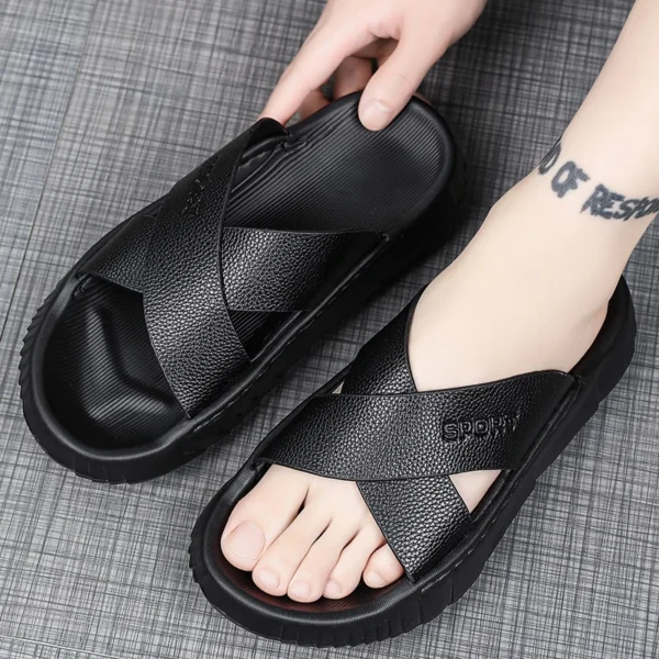 Trendige Herren-Hausschuhe, Sandalen, Strandschuhe, Sommer, offene Zehen, lässige Sandalen, Outdoor-Hausschuhe, weicher Boden, bequem, rutschfest 5