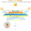 200 cm Sonnenschirm Strand, mit Getränkehalter, Gartenschirm, winddicht, UPF 50+, 30 °   Biegsamer, Sonnenschutz mit Erdspieß 4