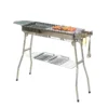 Holzkohlegrill aus Edelstahl für den Außenbereich, großes Grillwerkzeug, tragbar, mit kostenloser Installation, Griff, zusammenklappbar, zum Kochen 5