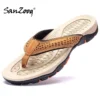Plus Große Größe 49 50 51 52, Herren-Flip-Flops, Hausschuhe, PU-Leder, Strandschuhe, TPR-Außensohle, strapazierfähig, Outdoor-Stil
