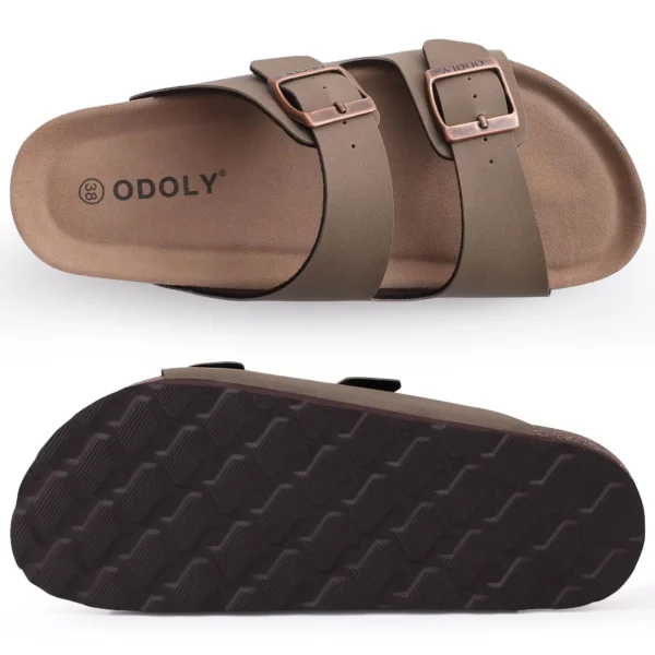 Comwarm Herren-Sandalen mit Korkfußbett, Fußbett, Fußgewölbeunterstützung, Sommer-Outdoor-Sandalen mit verstellbarer Schnalle, Freizeit-Herren-Leder-Sandalen 2